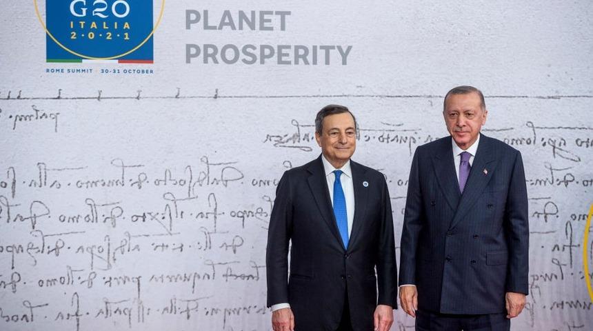 G20 zirvesi: Erdoğan ve Draghi 'diktat&ouml;r' krizi sonrası ilk kez g&ouml;r&uuml;şt&uuml;