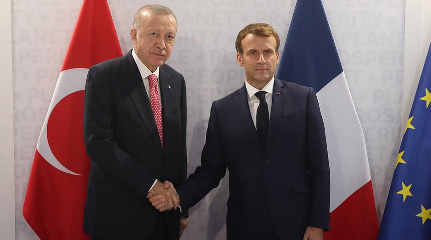 Cumhurbaşkanı Erdoğan, Macron'la görüştü