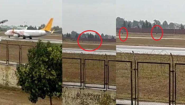 Adana Havalimanı'nda bir grup, piste inen uçağın önüne çıktı! Çok sayıda gözaltı var