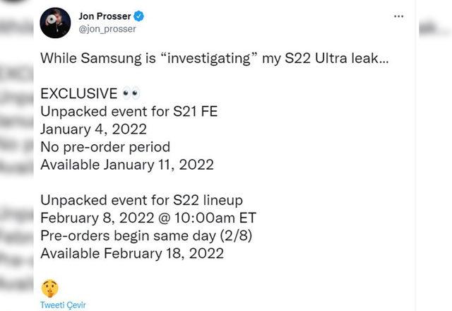 Jon Prosser Galaxy S22 tweeti