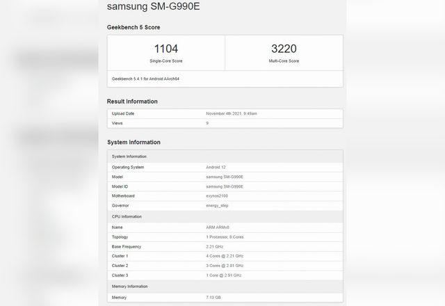 Hoş geldin Exynos 2100'lü varyant Samsung Galaxy S21 FE Geekbench'te yakalandı
