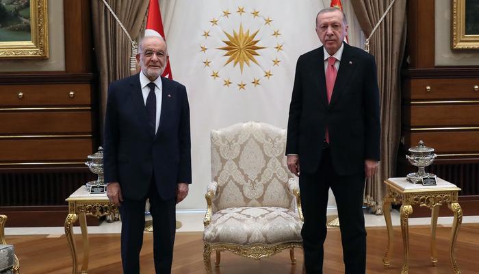 Erdoğan ve Karamollaoğlu görüşmesinde dikkat çeken koltuk detayı