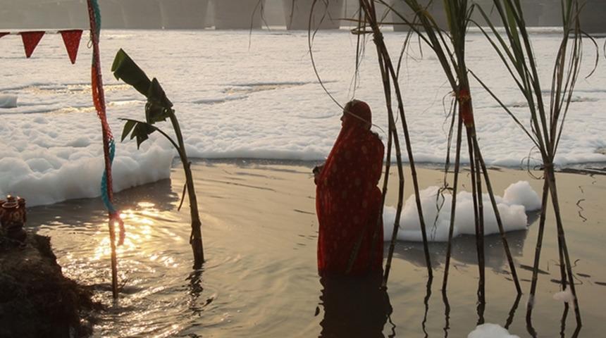 Hindistan'da Yamuna Nehri zehirli köpükle kaplandı