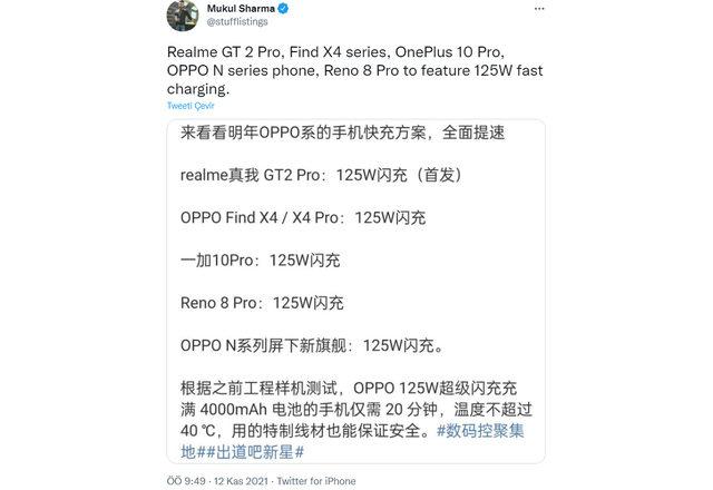 OnePlus 10 Pro tweet