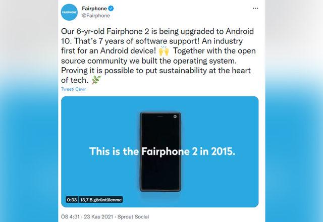 Fairphone 2 tweet