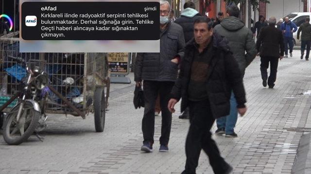 Kırklareli'nde paniğe yol açan mesaj: Derhal sığınağa girin