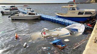 Saros Körfezi'nde fırtına nedeniyle deniz taştı