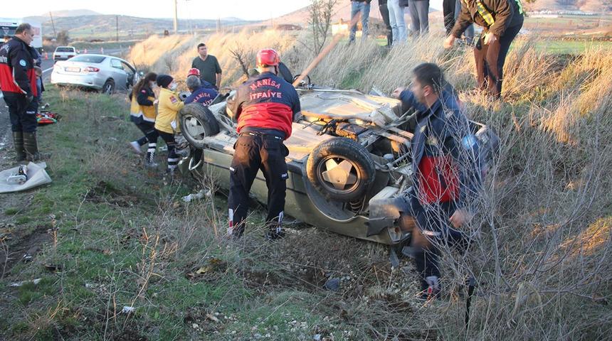 Uygulama noktasında akılalmaz kaza! Araç ters döndü