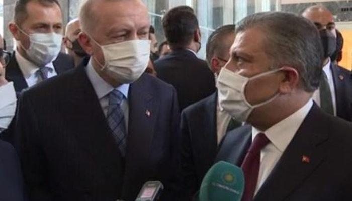 Cumhurbaşkanı Erdoğan'dan kameralar önünde Bakan Koca'ya: Sen ne söyledin?