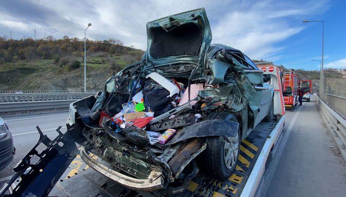 Samsun'da feci kaza! Viyadükte yakıtı biten otomobile tanker çarptı: 1 ölü, 2'si çocuk 3 yaralı