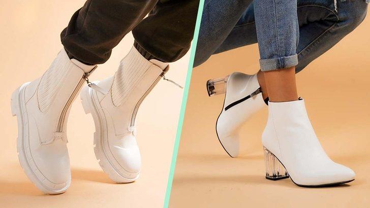 Açık renklerden vazgeçmek istemeyen kadınlara kışlık beyaz bot ve ayakkabı önerileri