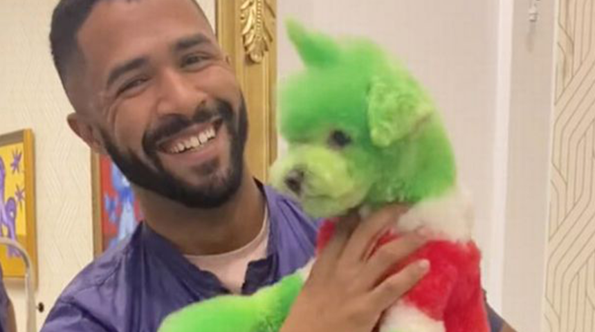 Köpek stilisti Gabriel Feitosa’nın Noel için bir köpeğin imajını değiştirmesi sosyal medyada tepki çekti