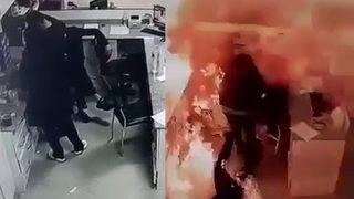 Her şey bir anda oldu! Acil servisteki patlama anı saniye saniye kamerada