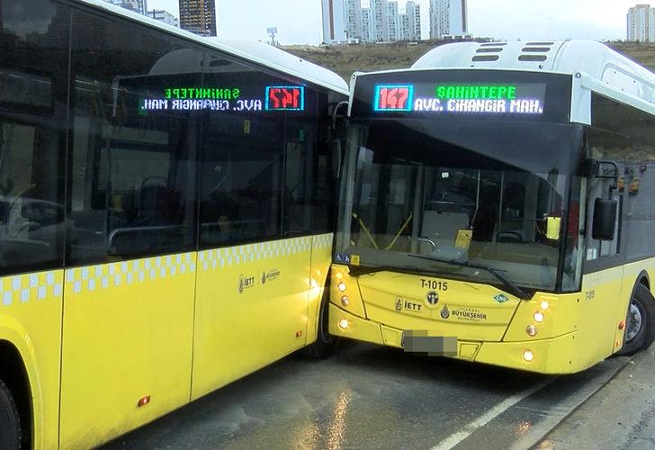 İstanbul'da zincirleme kaza! İETT otobüsleri birbirine girdi