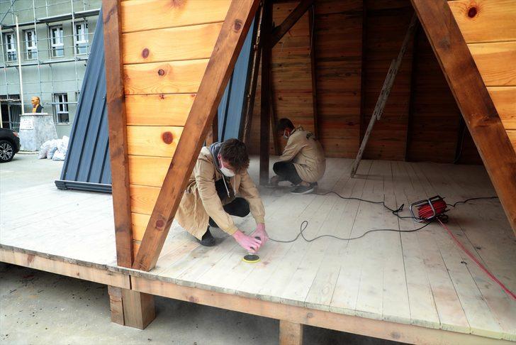 Rize'de meslek lisesi öğrencileri "bungalov" üretiyor G3