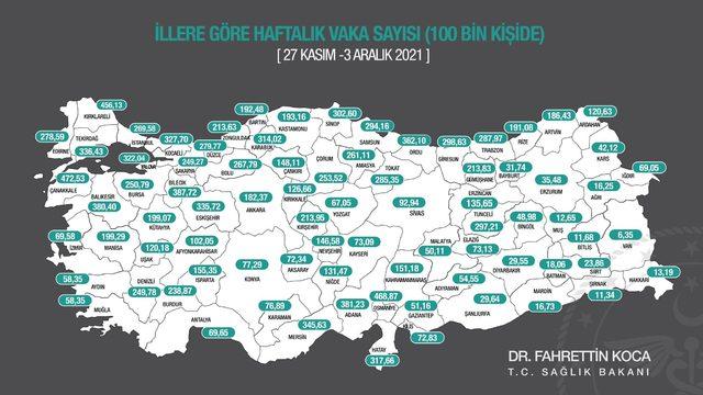 Covid insidans haritası