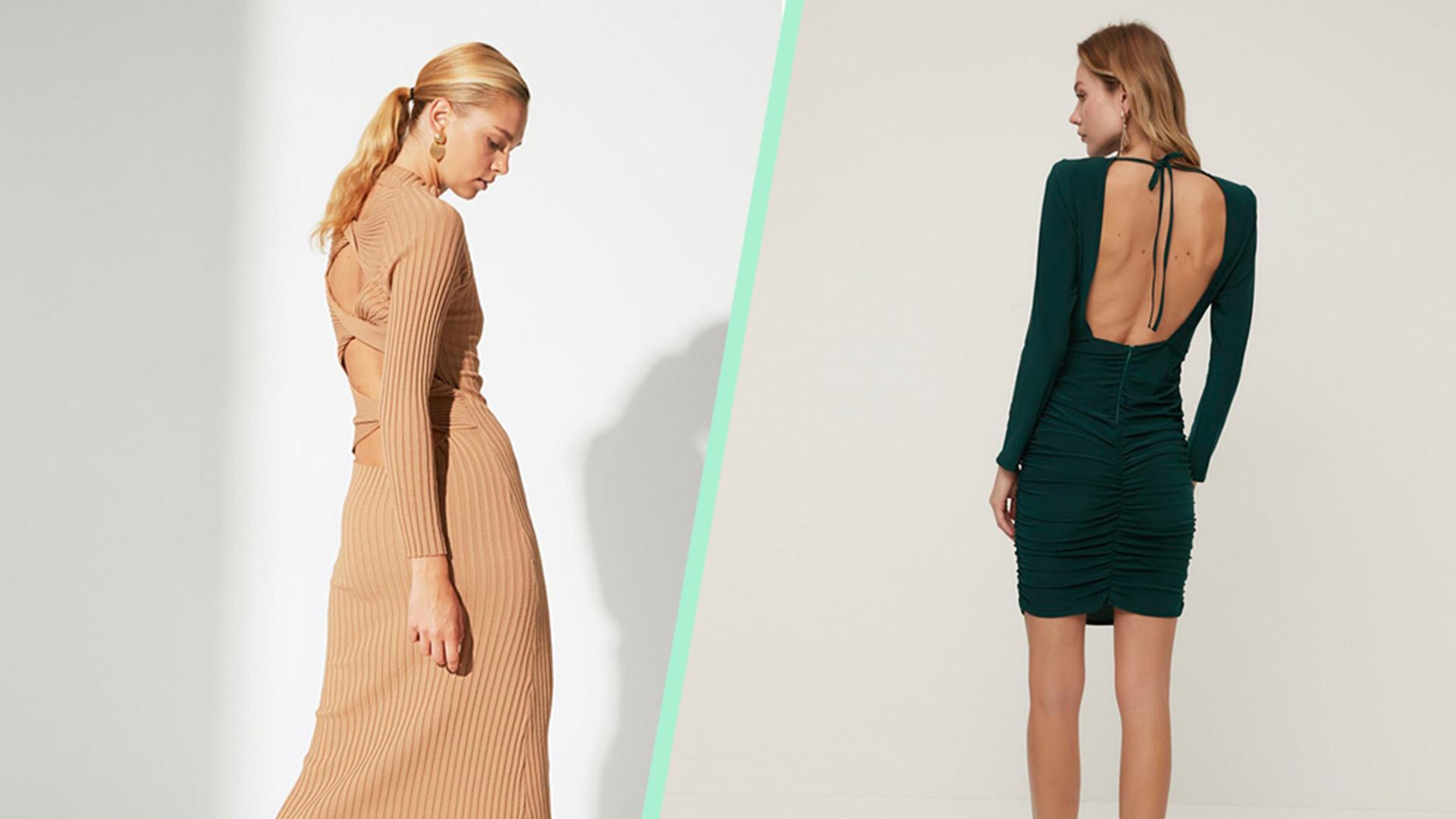 Sırt dekoltesini sevenler için yılbaşı akşamı giyilebilecek çok şık elbise, bluz ve kazak önerileri