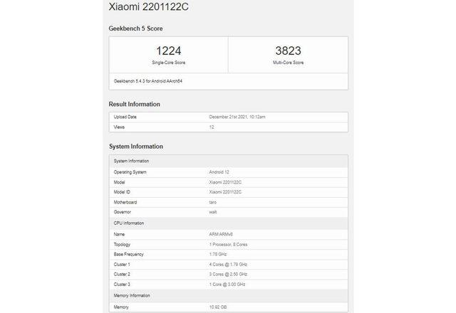 Xiaomi 12 Pro Geekbench