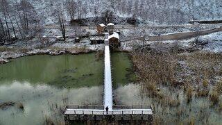 Efteni Gölü Kuş Cenneti, beyaza büründü! Kartpostallık görüntülere sahne oldu