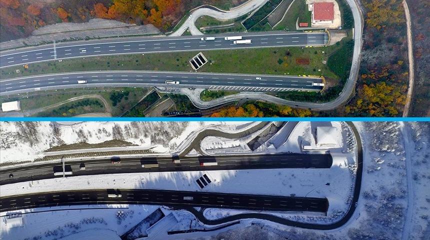 Batı Karadeniz’deki ormanlarda iki mevsim tek bir kareye sığdı! Görenleri büyüledi