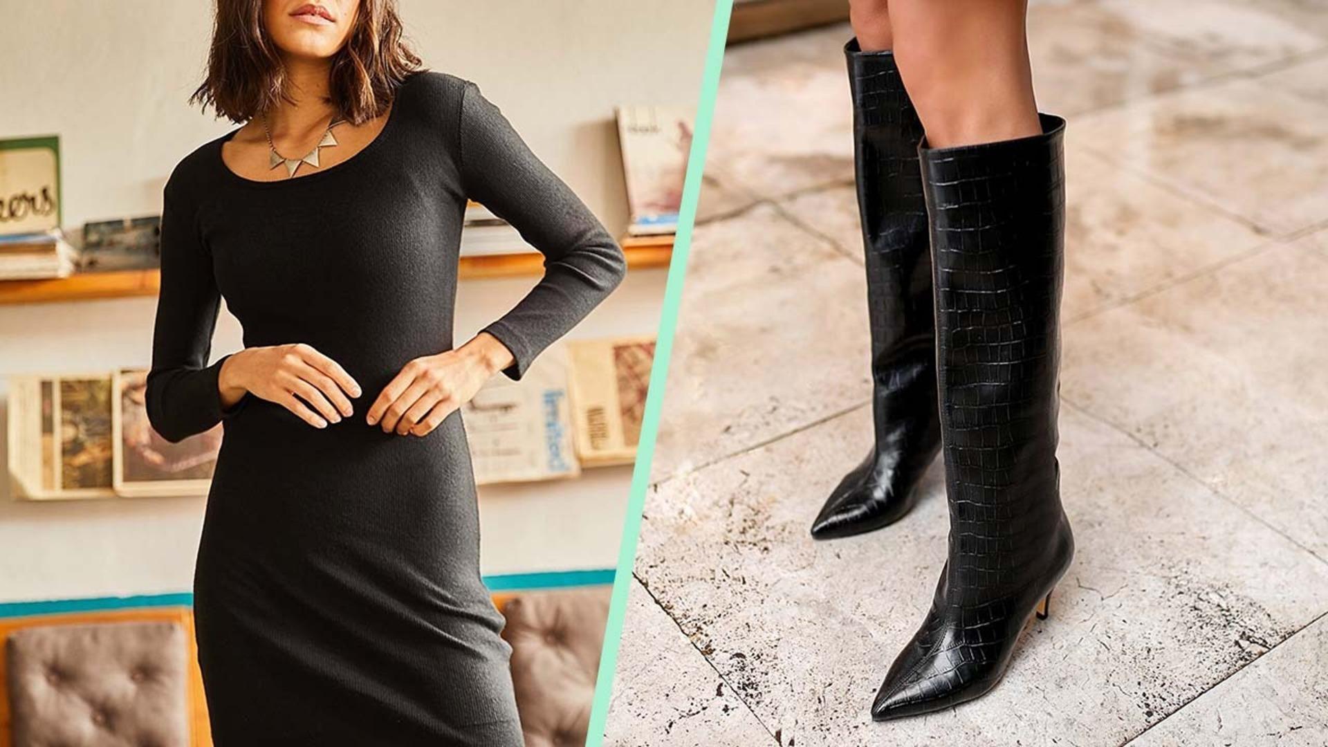 Zahmetsiz şıklık arayanlara kazak elbise-çizme kombini önerileri