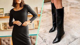 Zahmetsiz şıklık arayanlara kazak elbise-çizme kombini önerileri