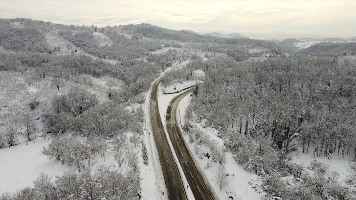 Batı Karadeniz'de kar manzarası havadan görüntülendi