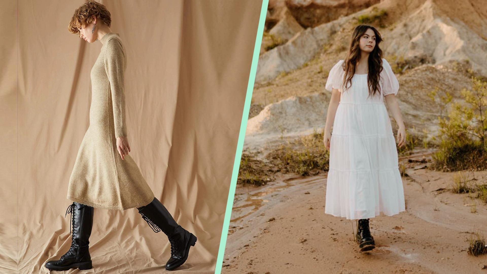 Tek parçayla maksimum şıklığa ulaşmak isteyenler için maksi elbise-uzun çizme kombinleri