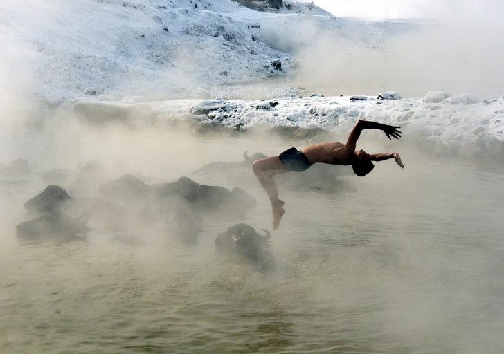 Sıfırın altında 20 derecede ilginç görüntüler! Sıcaklığı 35-40 derece G3