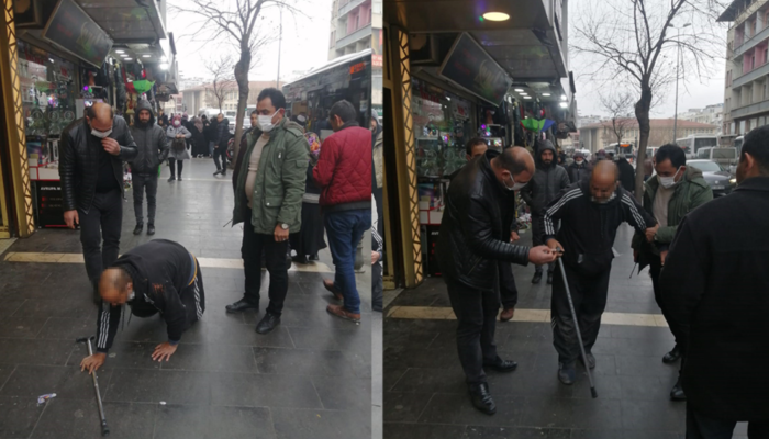 Gaziantep'te sahtekar dilenci önce yerde süründü, sonra intihara kalkıştı