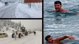 İlginç görüntü! İki mevsimi bir arada yaşadılar