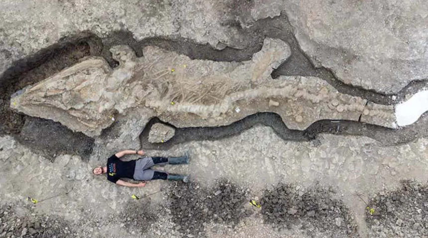 İngiltere’nin Rutland Parkı'nda 10 metrelik "ihtiyozor" fosili bulundu! Keşif görenlerini heyecanlandırdı