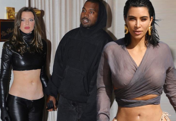 Kim Kardashian'ı unuttu! Kanye West ve Julia Fox dudak dudağa