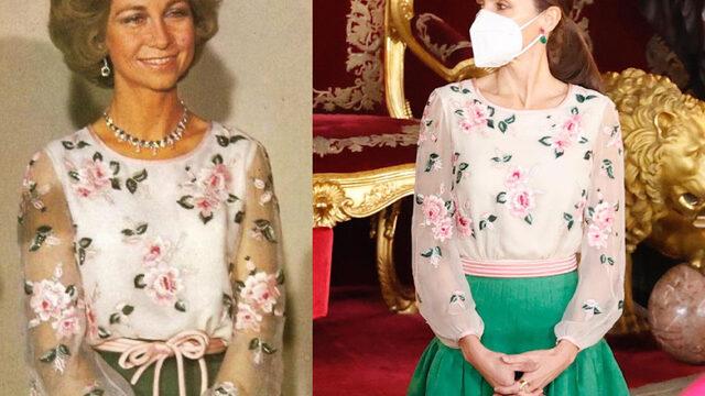 İspanya Kraliçesi Letizia Ortiz kayınvalidesinin 45 yıl önceki kıyafetini giydi