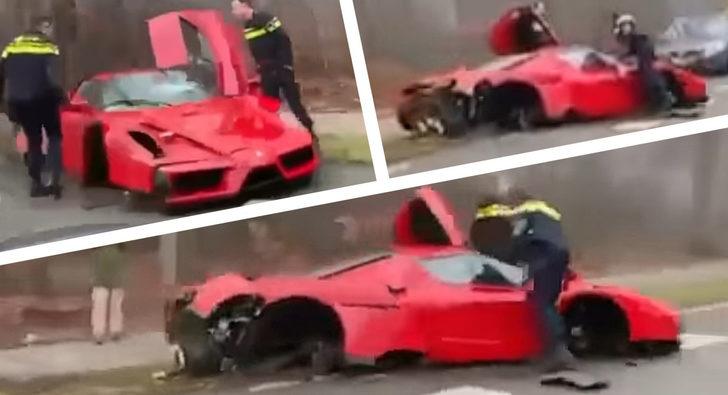 Yok böyle bir kaza! 3.4 milyon dolarlık Ferrari Enzo, hurdaya döndü: Sadece 399 adet üretilmişti
