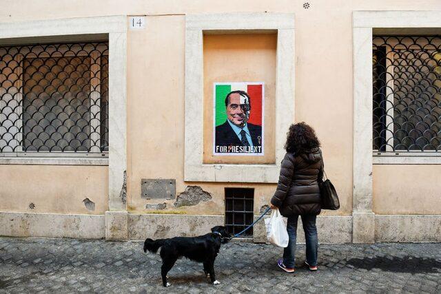 Berlusconi'nin cumhurbaşkanı adaylığı sanatçı Harry Greb'in Terminatör filmine atıfta bulunduğu mural çalışmasına da konu oldu.