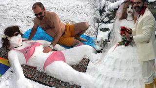 Sosyal medya bunu konuşuyor! İlk önce kardan gelin yapıp balayına çıktı, şimdi ise...