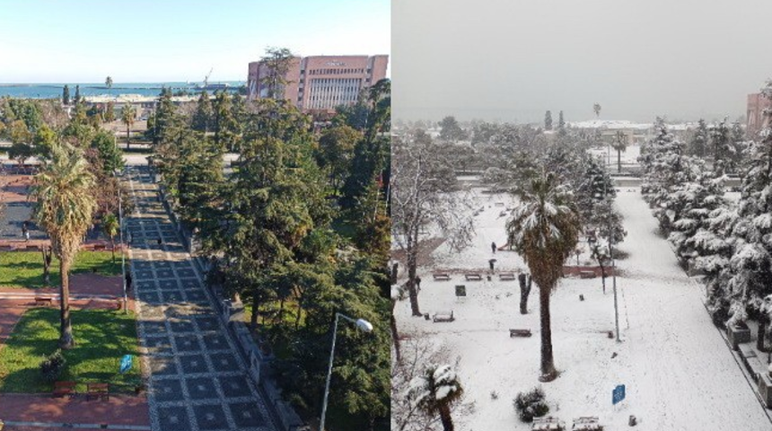 Bir fotoğraf 26, diğeri 27 Ocak! Samsun'da şaşırtan manzara