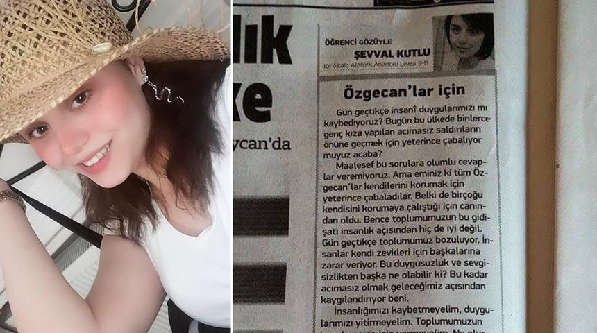 Ankara'da 3'üncü kattan düşerek ölmüştü! Şevval Abanoz, 7 yıl önce 'Özgecanlar ölmesin' diye yazı yazmış