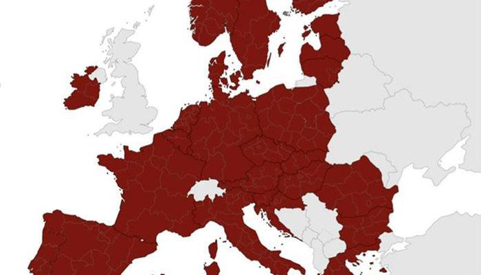Avrupa alarm veriyor! Koronavirüs seyahat haritası koyu kırmızıya boyandı