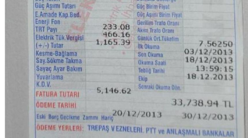 33 bin liralık elektrik faturası şoke etti
