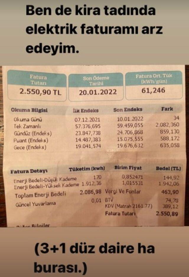 Berfu Yenenler elektrik faturasına isyan etti! ''Elektrik içmişiz bu ay!''