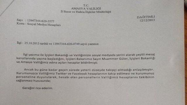 Amasya Valiliği'nden 'sosyal medyada bizi takip edin' emri