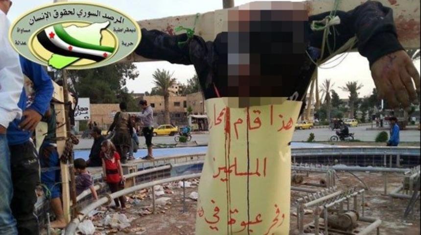 IŞİD bombacıyı &ccedil;armıha gererek infaz etti