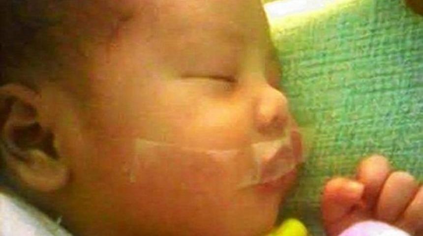 &Ccedil;ok ağlıyor diye ağzını bantladılar