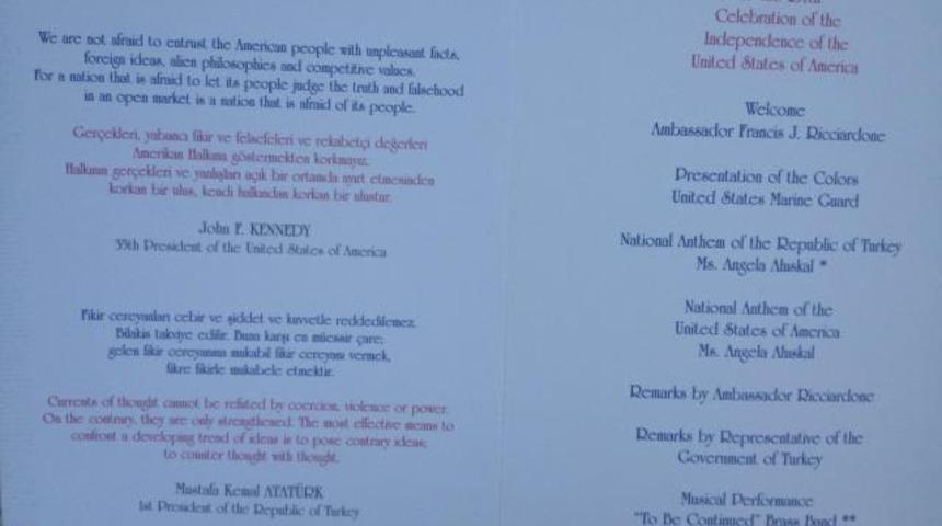 ABD'den Atat&uuml;rk ve Kennedy&rsquo;li davetiye