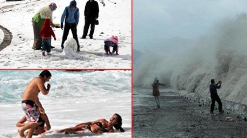  Bir yanda kar bir yanda g&uuml;neş