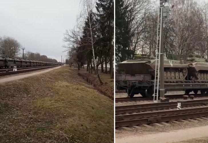 Belaruslu muhalif isim şoke eden görüntüyü paylaştı! Rus tankları Ukrayna'ya böyle girdi