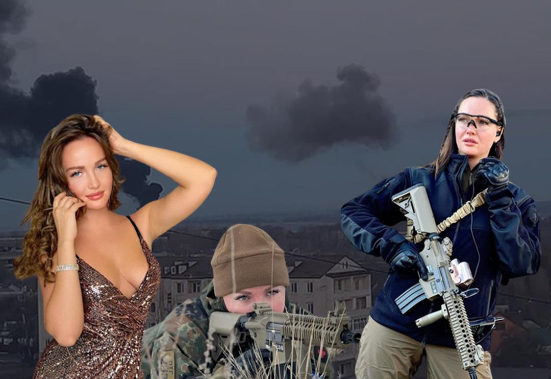 Eski Ukrayna g&uuml;zeli Anastasiia Lenna silah kuşandı! Direniş &ccedil;ağrısı yapan Lenna'nın pozları g&uuml;ndem oldu