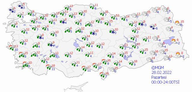 28 Şubat 2022 Pazartesi hava nasıl olacak?